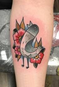 Girl's arm painted watercolor sketch literary funny cute chicken tattoo picture