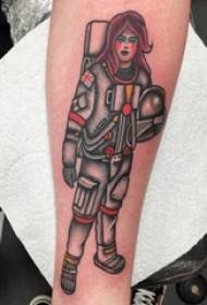Astronauto tatuiruotės berniuko kosmonauto tatuiruotės nuotrauka ant rankos