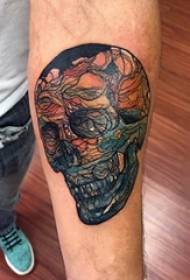 E braccia di i zitelli picculi linee astratti stampe di tatuaggi di forma di craniu