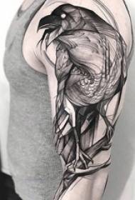 Arm på svart skiss prickning teknik geometriska element kreativa tatuering mönster