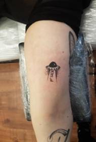 Braccia da scolaro su nero Dots Geometric Simple Line UFO Tattoo Picture