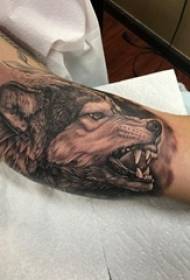 Dripping blood wolf head tattoo picture male arm on black wolf head tattoo picture