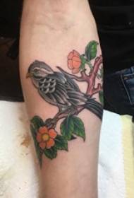 Дјевојчица насликана акварел скица литерарна слика слатка птица тетоважа