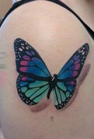 Девочка рука нарисовал маленькое животное стерео геометрическая картина татуировки бабочки