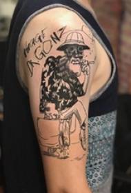 ブラックグレースケッチスティングのヒントクリエイティブ漫画面白いタトゥー画像に男の子の腕