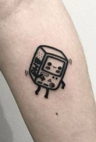 Braccio da scolaro sull'immagine semplice nera del tatuaggio della scatola di linea dell'elemento geometrico solido