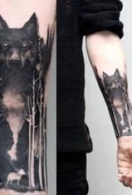 Armi tatuaggio di u tatuu di u lupu in stampa di schizzo di tatuaggi di u lupu