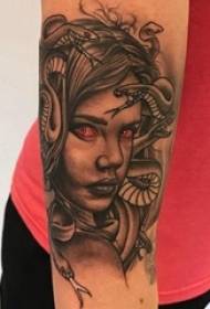 Girl character tattoo pattern boy character portrait portrait tattoo nga itom nga grey nga litrato