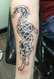 Arm tattookuva pojan käsivarsi mustalla kettujen tatuoinnilla
