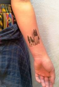 Girl arm on black sketch creative forest tattoo picture