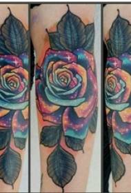 Brazo de niña pintado acuarela dibujo creativo literario colorido rosa tatuaje imagen