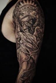 Character portrait tattoo male student arm on black gray tattoo character portrait tattoo picture