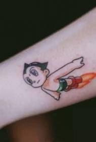 Ang bukton sa batang babaye nagpintal sa sketsa cartoon anime iron arm nga Astro Boy nga litrato sa tattoo