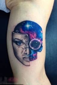 Bra ti schoolgirl pentire dlo koulè zetwal syèl eleman kreyatif abstrè pòtrè foto tatouaj
