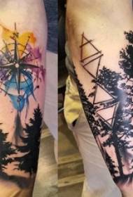 Aarm Tattoo Material, männlecht Aarm, schwaarz Landschaft Tattoo Bild