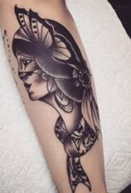 Djevojka lik tetovaža uzorak djevojka ruku portretni lik tetovaža crno sivi uzorak