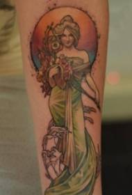 O brazo do neno pintado acuarela bosquexo literario creativo só chica retrato bonito tatuaxe cadro