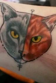 Kačiuko tatuiruotė, berniuko ranka, spalvotas kačiukas, tatuiruotės paveikslėlis