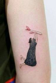 Skolflicka arm målade akvarell komiker abstrakt tjej porträtt tatuering bild