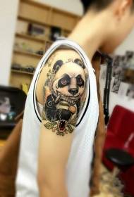 Arm upprorisk runda rullande tecknad panda målade tatuering mönster