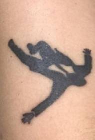 Mokyklos rankos juodos paprastos linijos personažo silueto tatuiruotės nuotrauka