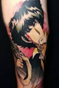 Braccio maschio tatuato fumetto sull'immagine del tatuaggio del fumetto prepotente