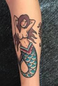 Cailín bláth na maighdean mara cailín tattoo daite armor pictiúr tatúnna mermaid ar lámh