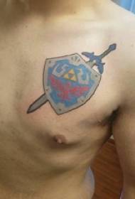 Ragazzi braccio dipinto linee geometriche frecce e scudi immagini di tatuaggi
