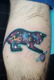 Ragazzi armi dipinte sfumatura elementi stellati piccolo animale Cat Tattoo Picture