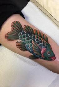 Çocuklar kol degrade basit çizgi küçük hayvan balık dövme resim boyalı