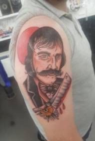 Karakter portræt tatovering mandlig karakter på arm portræt tatoveret malet billede