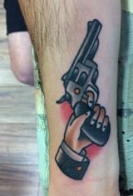 Arm tattoo material, male arm, gun at hand tattoo picture