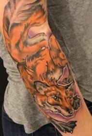 Ragazzi armi dipinte gradiente semplici linee astratte piccola foto tatuaggio animale volpe