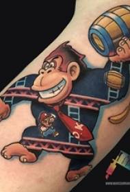 Jongen Aarm gemoolt Aquarell Skizzen kreativ séiss Cartoon Orangutan Tattoo Bild