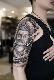 Arms as a Buddha, a thought into a magic portrait tattoo pattern