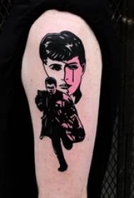 Tato potret karakter laki-laki siswa lengan potret potret tato pola sketsa
