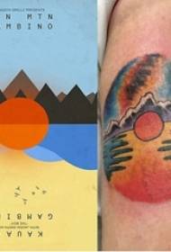 Tattoo landschap, jongen schilderij, tattoo foto op arm