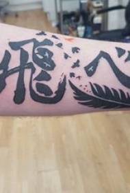 Tattoo kanji-patroon, mannelijk karakter, zwarte kanji-tattoo-afbeelding