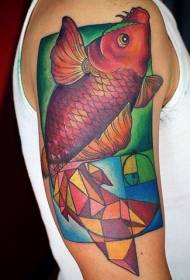 Ang geometry ng arm na may pattern na pusid na ipininta na tattoo