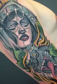 Pojkar armmålade akvarell skissar kreativ litterär tjej porträtt tatuering bild