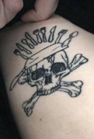 skull tattoo girl's arm on simple line tattoo skull tattoo picture