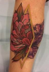 Maschera letteraria creativa del tatuaggio del bello fiore dipinta schizzo dell'acquerello del braccio del ragazzo