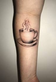 Braț școlar pe negru punct gri ghimp linie abstractă simplă poză cafea tatuaj imagine