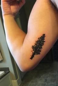 Ученик ръка на черна точка трън абстрактна линия растение голямо дърво татуировка снимка
