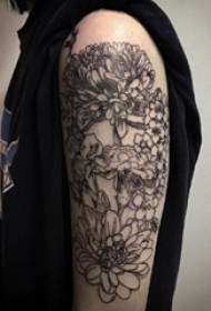 Blomma tatuering pojkesarm på enkel linje tatuering blomma bild