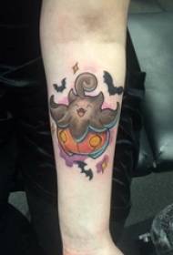 Tatuointi sarjakuva tyttö luonnostelee tatuointi sarjakuva kuvaa käsivarteen