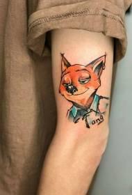 Braccio fox nick cartoon dipinto a tatuaggio