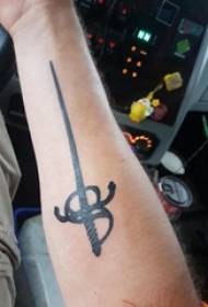 Armi Schoolboy nantu à Neri Semplici Astratti Neri Long Sword Picture Tattoo