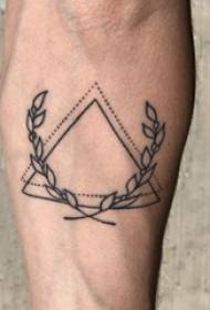 Minimalističke tetovaže muške ruke na biljkama i trokutastim slikama tetovaža