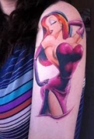Modello del tatuaggio del personaggio della ragazza Modello del tatuaggio del personaggio della ragazza dipinto braccio del tatuaggio dipinto ragazza